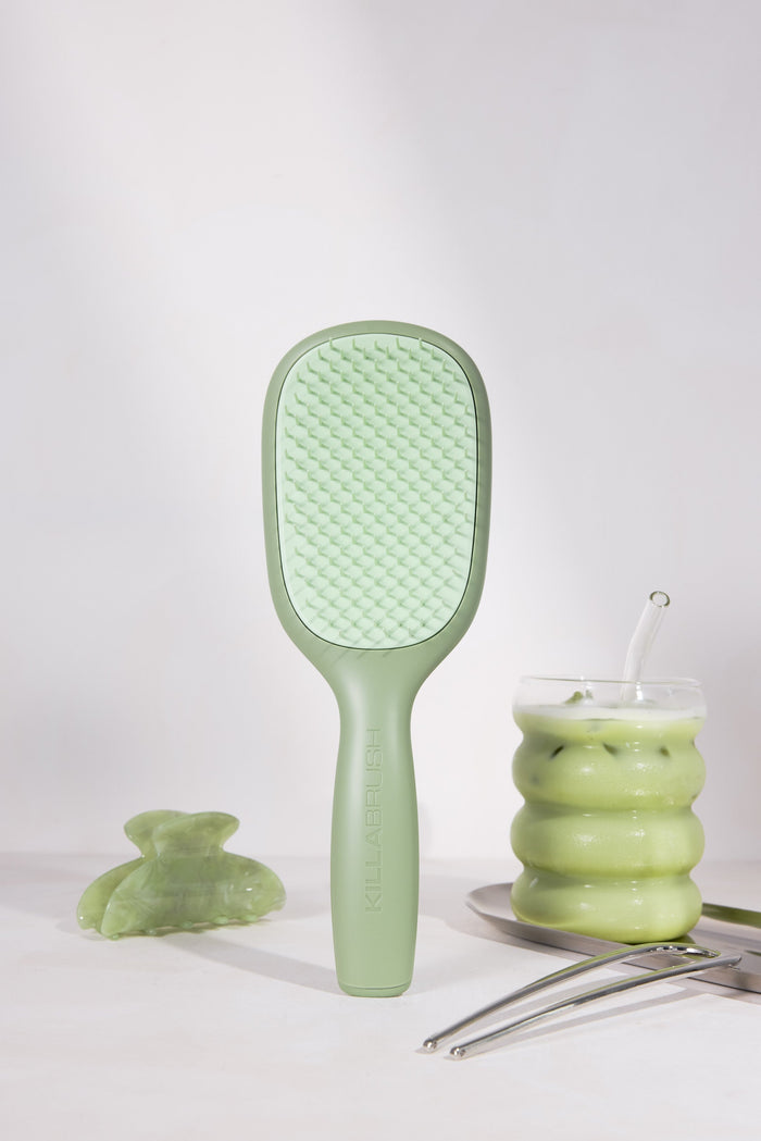 KILLABRUSH The Original Paddle antimicrobial detangling paddle hair brush in matcha green
